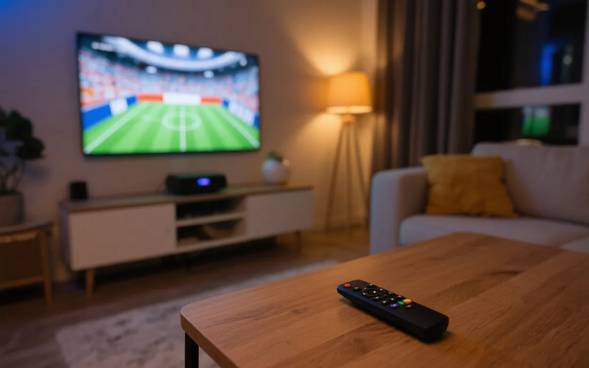 智能电视与投影仪大屏观赛场景示意图